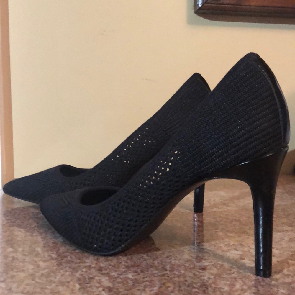 Black woven BCBG heels